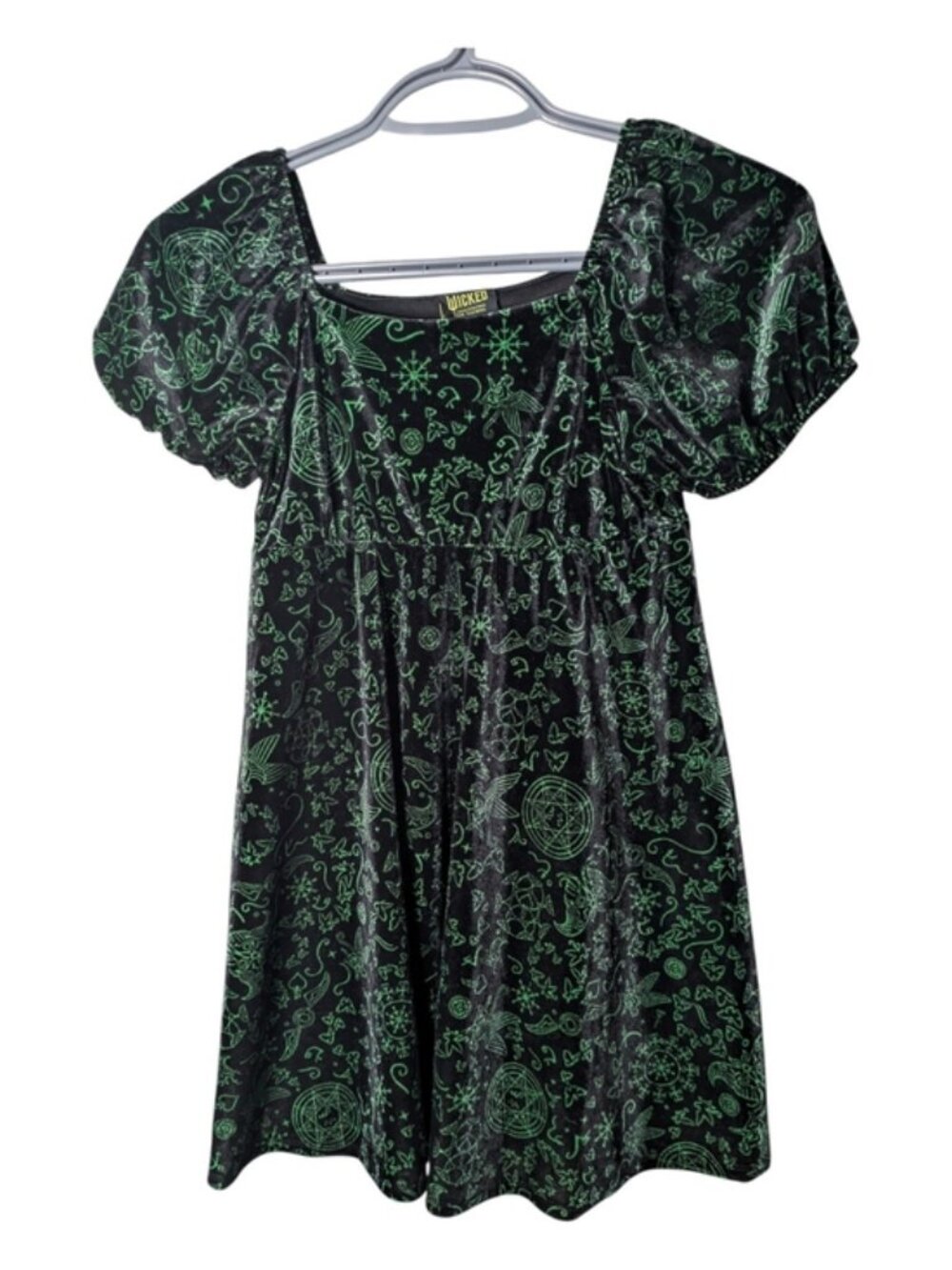 Wicked Elphaba Dress Paul Tazewell Black Green Velvet‎ Puff Sleeve Sleeve Sz 8